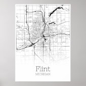 Flint Map - Michigan - City Map Poster (Voorkant)