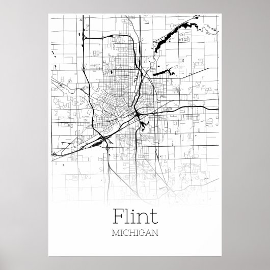 Flint Map - Michigan - City Map Poster (Voorkant)