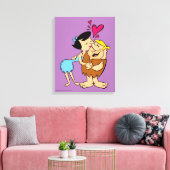 Flintstenen | Betty Kissing Barney Canvas Afdruk (Insitu (Woonkamer))