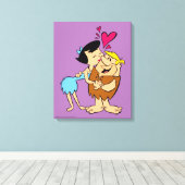 Flintstenen | Betty Kissing Barney Canvas Afdruk (Insitu (Houten vloer))