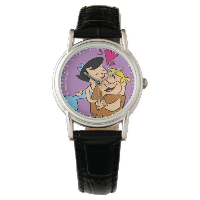 Flintstenen | Betty Kissing Barney Horloge (Voorkant)
