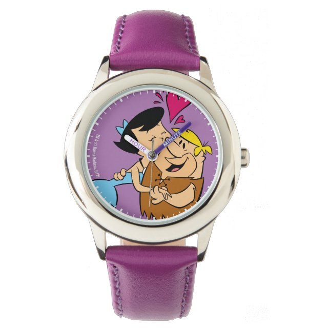 Flintstenen | Betty Kissing Barney Horloge (Voorkant)