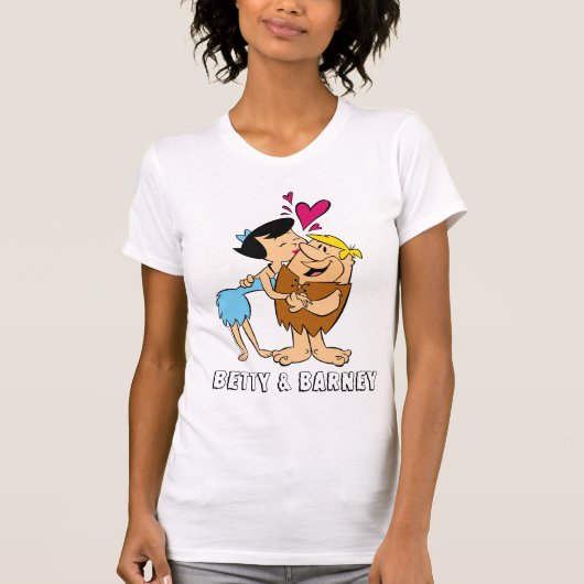 Flintstenen | Betty Kissing Barney T-shirt (Voorkant)