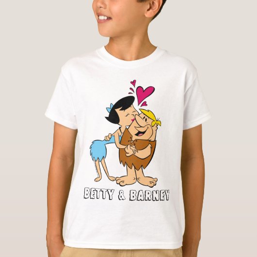 Flintstenen | Betty Kissing Barney T-shirt (Voorkant)
