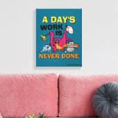 Flintstenen | Dino Cleaning House Canvas Afdruk (Insitu (Woonkamer))