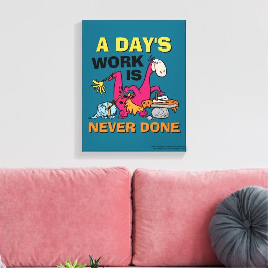 Flintstenen | Dino Cleaning House Canvas Afdruk (Insitu (Woonkamer))