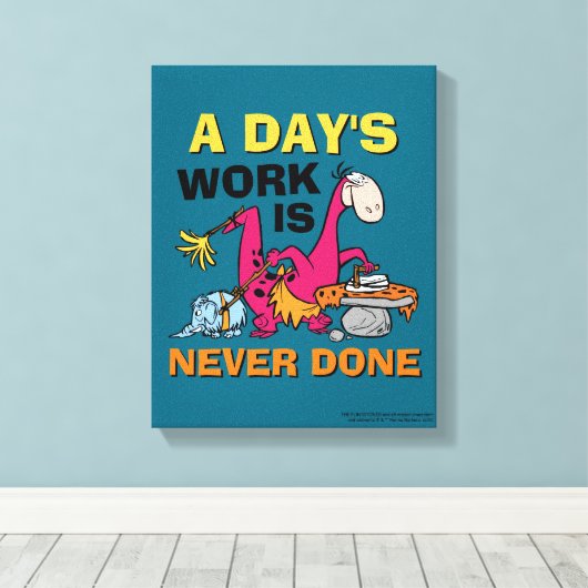 Flintstenen | Dino Cleaning House Canvas Afdruk (Insitu (Houten vloer))