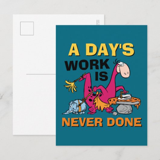 Flintstenen | Dino Cleaning House Uitnodiging Briefkaart (Voorkant / Achterkant)