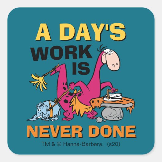 Flintstenen | Dino Cleaning House Vierkante Sticker (Voorkant)
