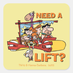 Flintstenen   Een lift nodig? Vierkante Sticker