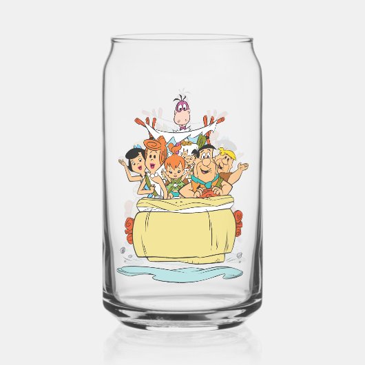 Flintstenen Familie Roadtrip Blikvorm Glas (Voorkant)