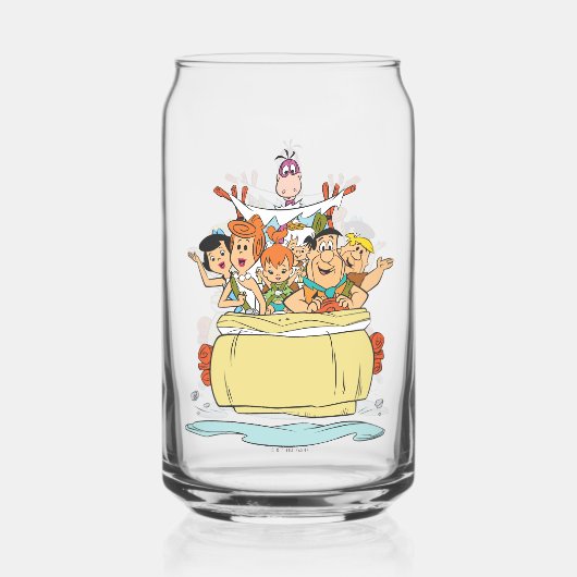 Flintstenen Familie Roadtrip Blikvorm Glas (Achterkant)