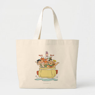 Flintstenen Familie Roadtrip Grote Tote Bag