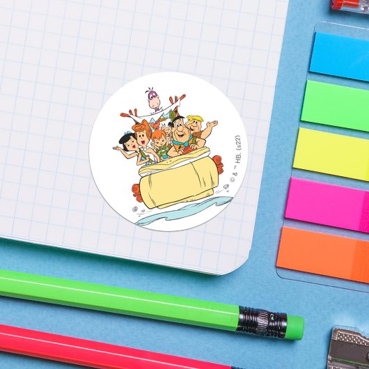 Flintstenen Familie Roadtrip Ronde Sticker