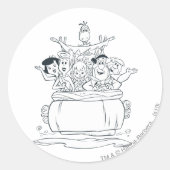 Flintstenen families1 ronde sticker (Voorkant)