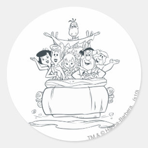 Flintstenen families1 ronde sticker
