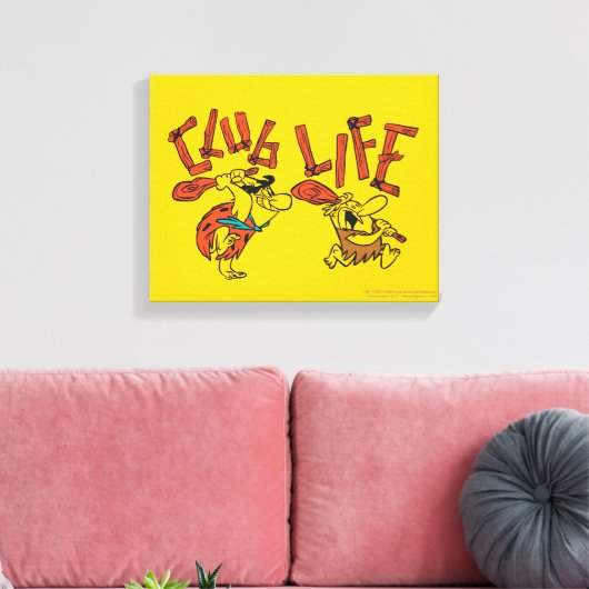 Flintstenen | Fred & Barney - Club Life Canvas Afdruk (Insitu (Woonkamer))