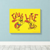 Flintstenen | Fred & Barney - Club Life Canvas Afdruk (Insitu (Houten vloer))