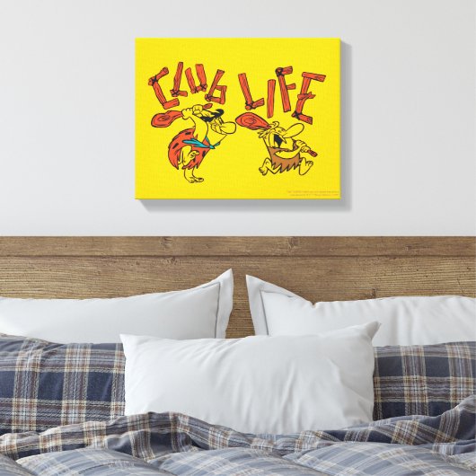 Flintstenen | Fred & Barney - Club Life Canvas Afdruk (Insitu (Slaapkamer))