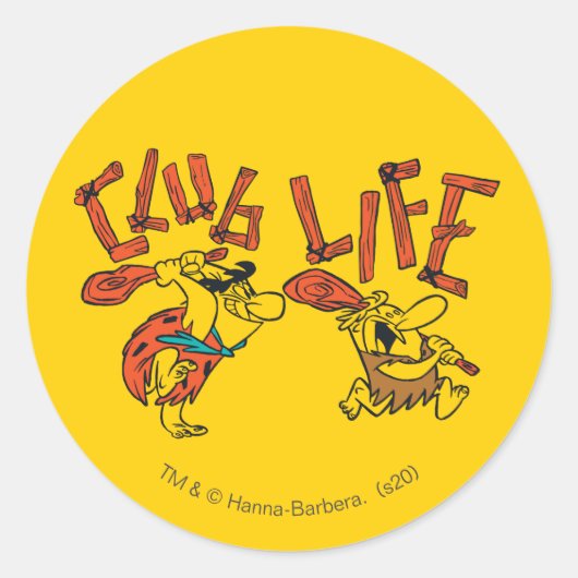 Flintstenen | Fred & Barney - Club Life Ronde Sticker (Voorkant)