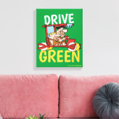 Flintstenen | Fred & Barney - Drive Green Canvas Afdruk (Insitu (Woonkamer))