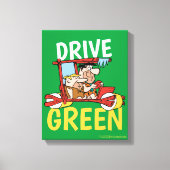 Flintstenen | Fred & Barney - Drive Green Canvas Afdruk (Voorkant)