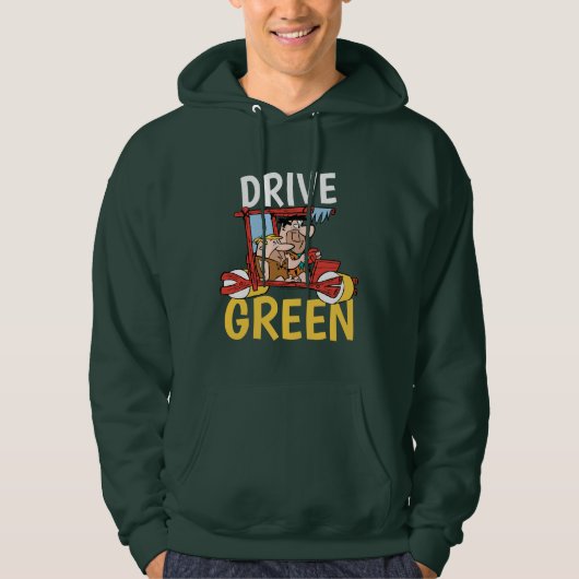 Flintstenen | Fred & Barney - Drive Green Hoodie (Voorkant)