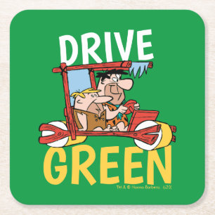 Flintstenen Fred & Barney - Drive Green Kartonnen Onderzetters