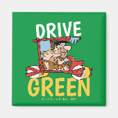 Flintstenen | Fred & Barney - Drive Green Magneet (Voorkant)