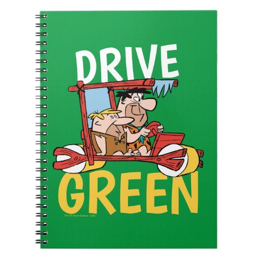 Flintstenen | Fred & Barney - Drive Green Notitieboek (Voorkant)