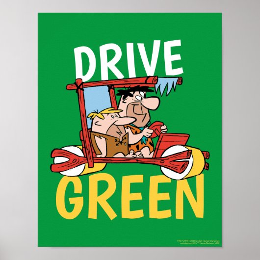 Flintstenen | Fred & Barney - Drive Green Poster (Voorkant)