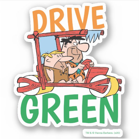 Flintstenen | Fred & Barney - Drive Green Sticker (Voorkant)