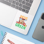 Flintstenen | Fred & Barney - Drive Green Sticker (Laptop met iPhone)
