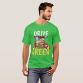 Flintstenen | Fred & Barney - Drive Green T-shirt (Voorkant volledig)