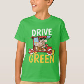 Flintstenen | Fred & Barney - Drive Green T-shirt (Voorkant)