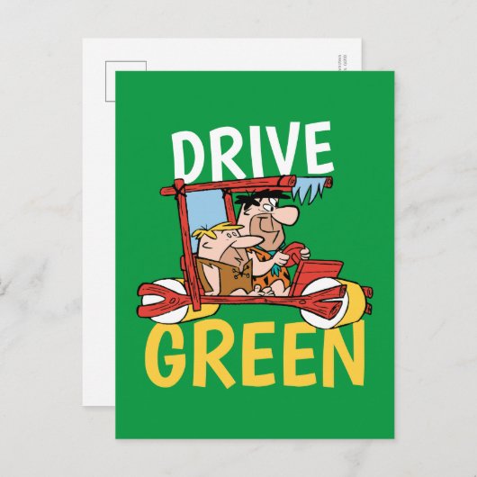Flintstenen | Fred & Barney - Drive Green Uitnodiging Briefkaart (Voorkant / Achterkant)