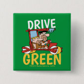 Flintstenen | Fred & Barney - Drive Green Vierkante Button 5,1 Cm (Voorkant)