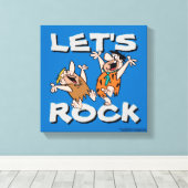Flintstenen | Fred & Barney - Let's Rock Canvas Afdruk (Insitu (Houten vloer))