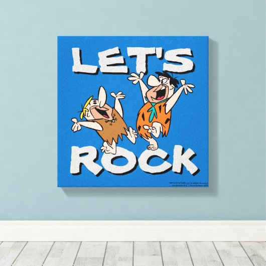 Flintstenen | Fred & Barney - Let's Rock Canvas Afdruk (Insitu (Houten vloer))