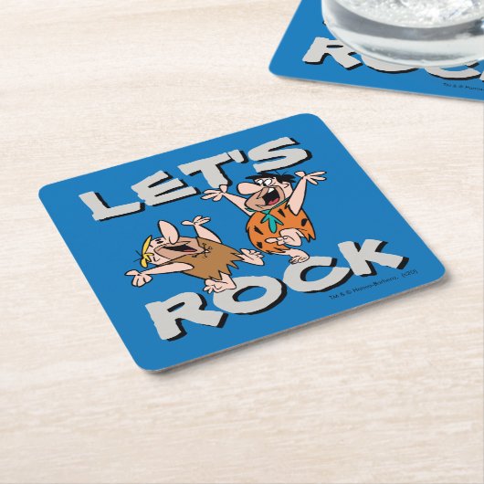 Flintstenen | Fred & Barney - Let's Rock Kartonnen Onderzetters (Schuin)