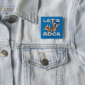 Flintstenen | Fred & Barney - Let's Rock Vierkante Button 5,1 Cm (In situ)