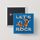 Flintstenen | Fred & Barney - Let's Rock Vierkante Button 5,1 Cm (Voorkant /achterkant)