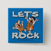 Flintstenen | Fred & Barney - Let's Rock Vierkante Button 5,1 Cm (Voorkant)