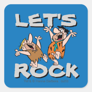 Flintstenen   Fred & Barney - Let's Rock Vierkante Sticker