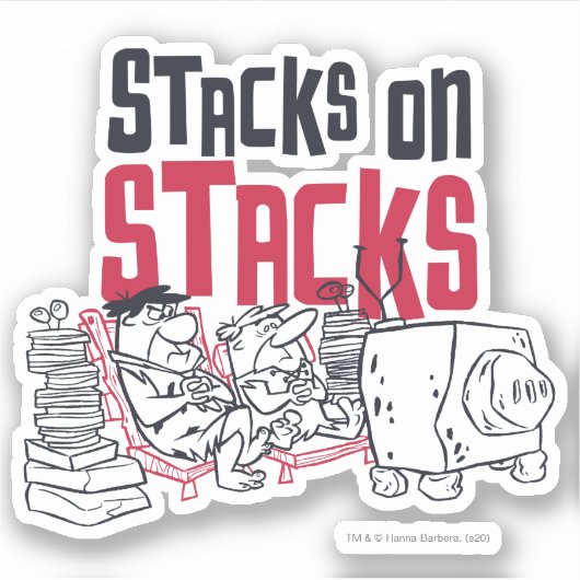 Flintstenen | Fred & Barney - Stacks op stapels Sticker (Voorkant)