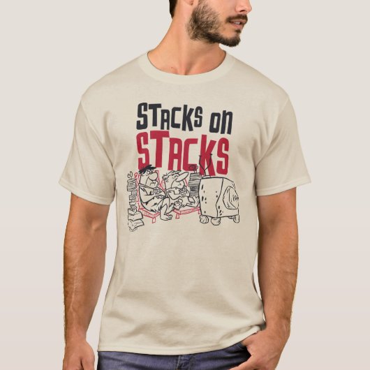 Flintstenen | Fred & Barney - Stacks op stapels T-shirt (Voorkant)