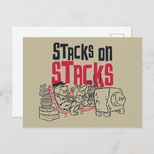 Flintstenen | Fred & Barney - Stacks op stapels Uitnodiging Briefkaart (Voorkant / Achterkant)
