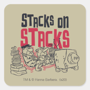 Flintstenen Fred & Barney - Stacks op stapels Vierkante Sticker