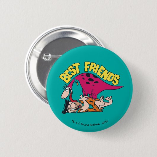 Flintstenen | Fred & Dino - Beste vrienden Ronde Button 5,7 Cm (Voorkant /achterkant)