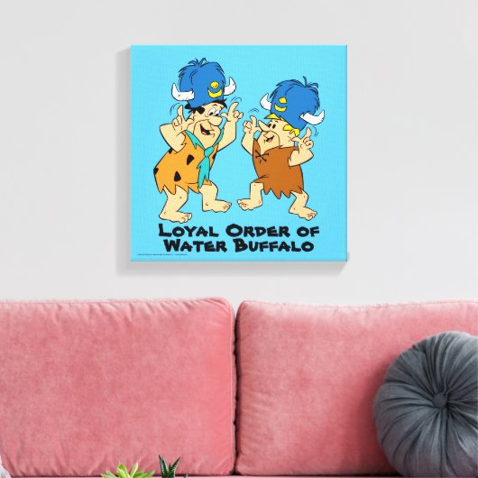 Flintstenen | Fred- en Barney-waterbuffels Canvas Afdruk (Insitu (Woonkamer))